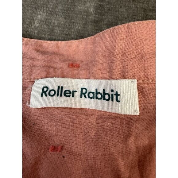 Roller Rabbit Dress S/XS Pink Cotton Acote Pamela Short Sleeve Flocking - Picture 12 of 13
